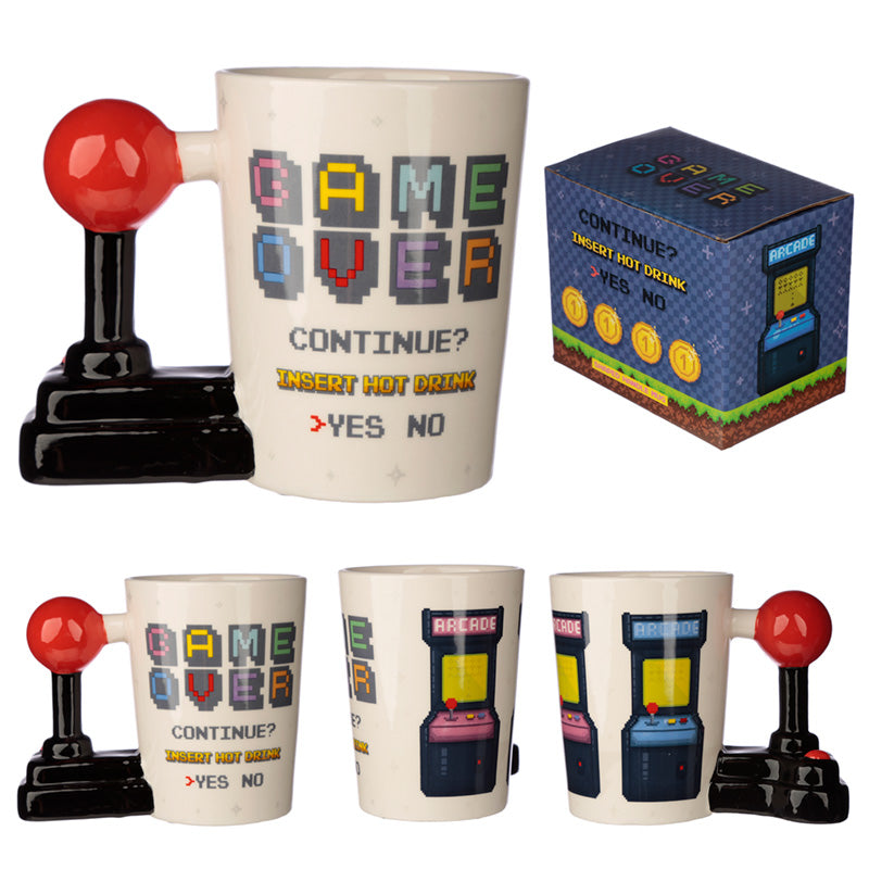 View Ceramic Gaming Joystick Shaped Handle Mug with Arcade Decal information