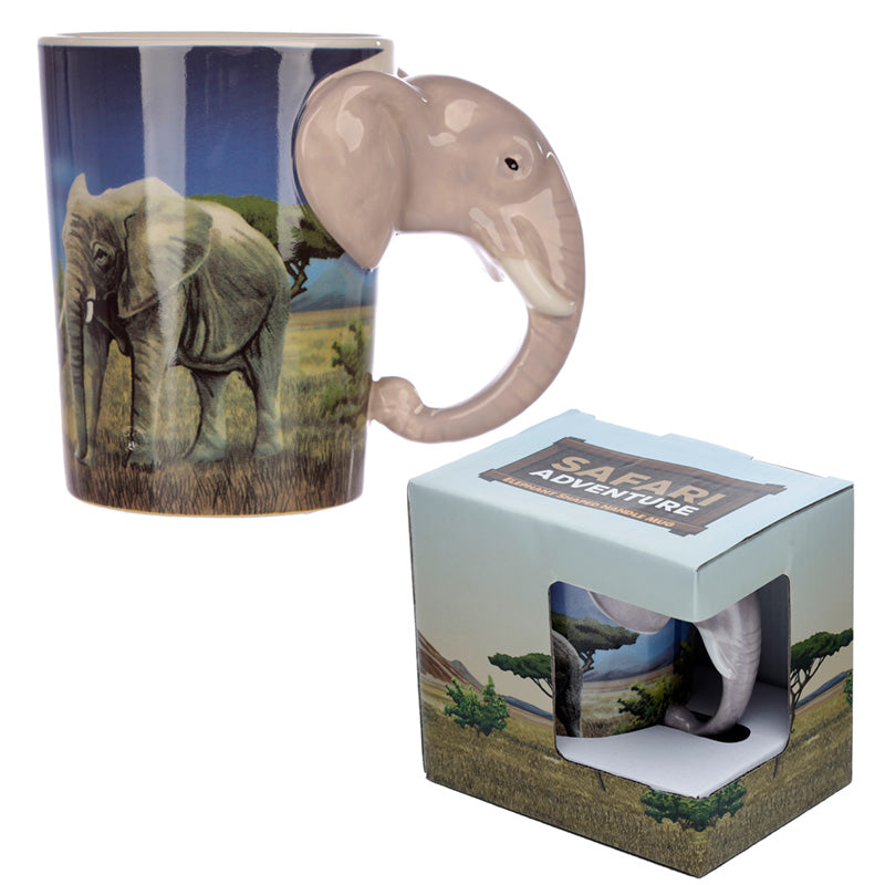 View Ceramic Safari Printed Mug with Elephant Head Handle information