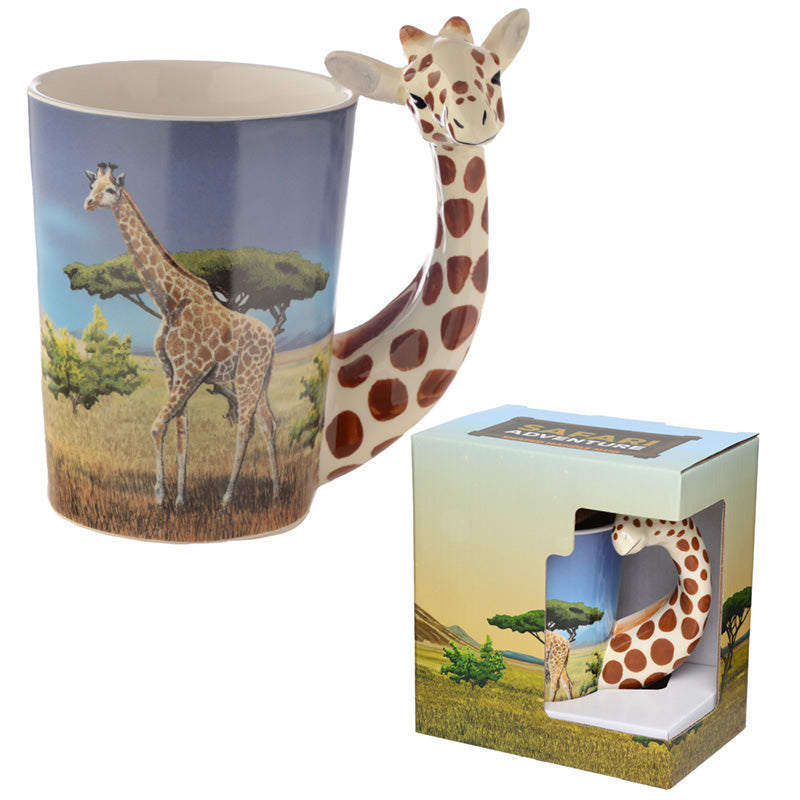 View Ceramic Safari Printed Mug with Giraffe Head Handle information