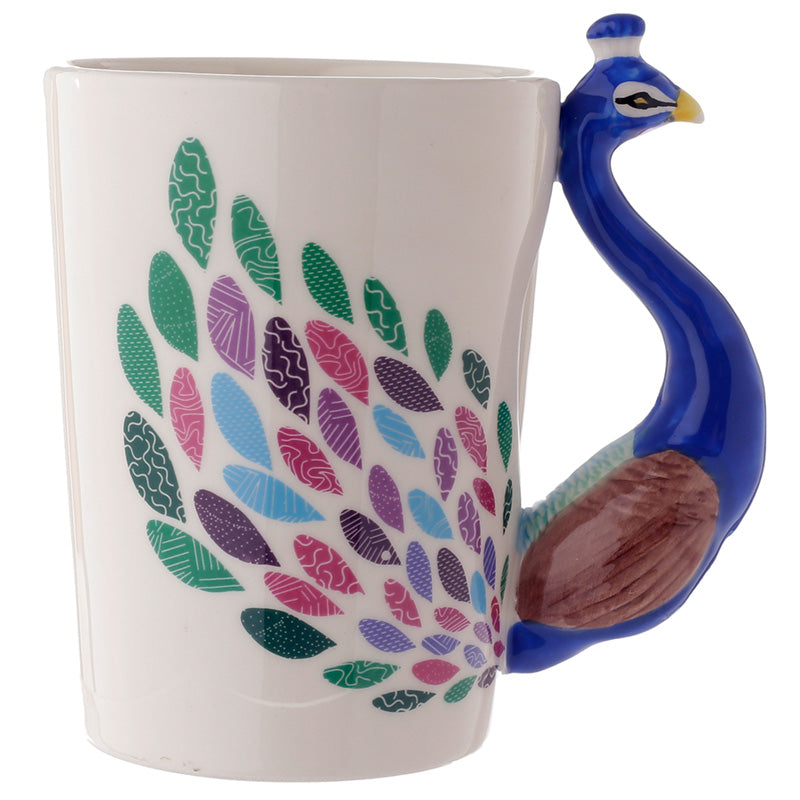 View Ceramic Peacock Shaped Handle Mug information
