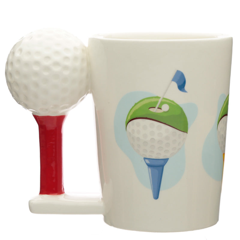 View Ceramic Golf Ball and Tee Shaped Handle Mug information