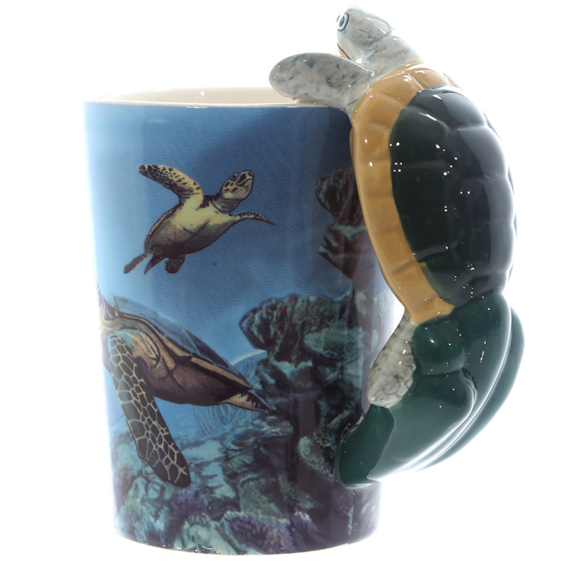 View Fun Underwater Design Shaped Handle Turtle Mug information