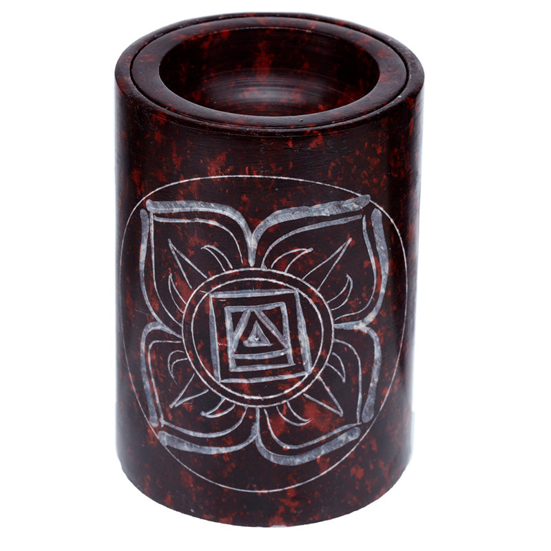 View Deep Red Soapstone Carved Chakra Oil Burner information