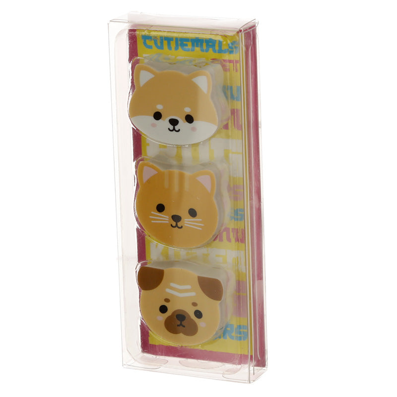 View Adoramals Pug Cat Shiba Inu 3 Piece Eraser Set information