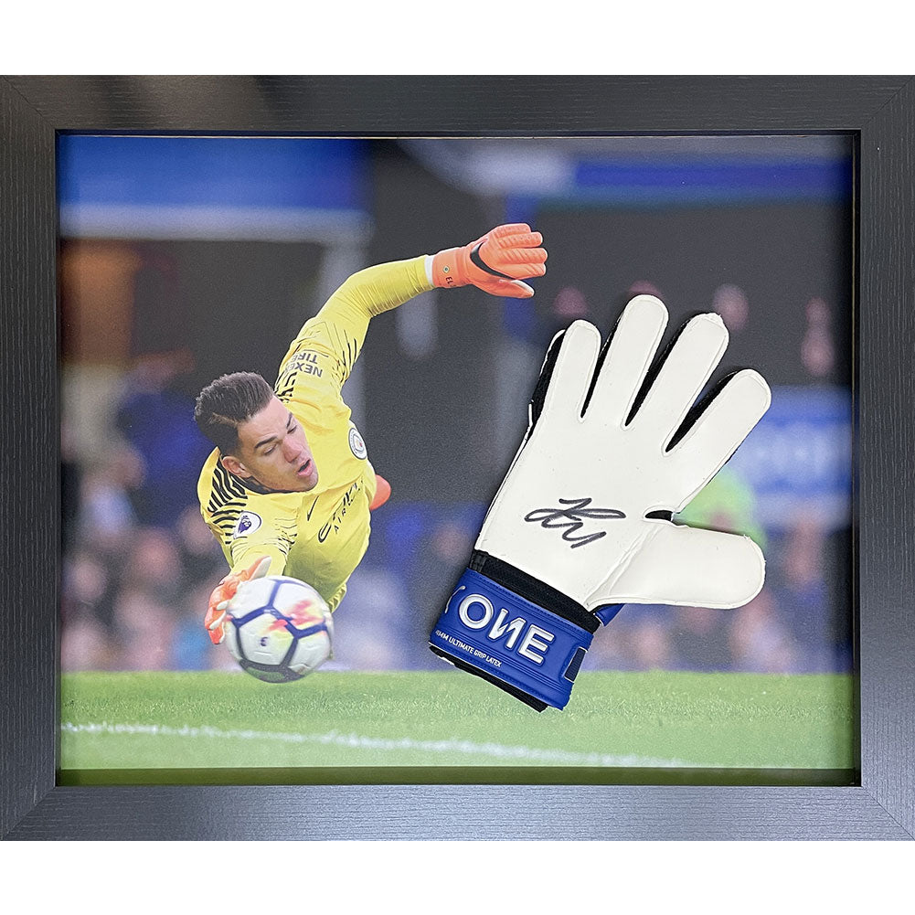 View Manchester City FC Ederson Signed Glove Framed information