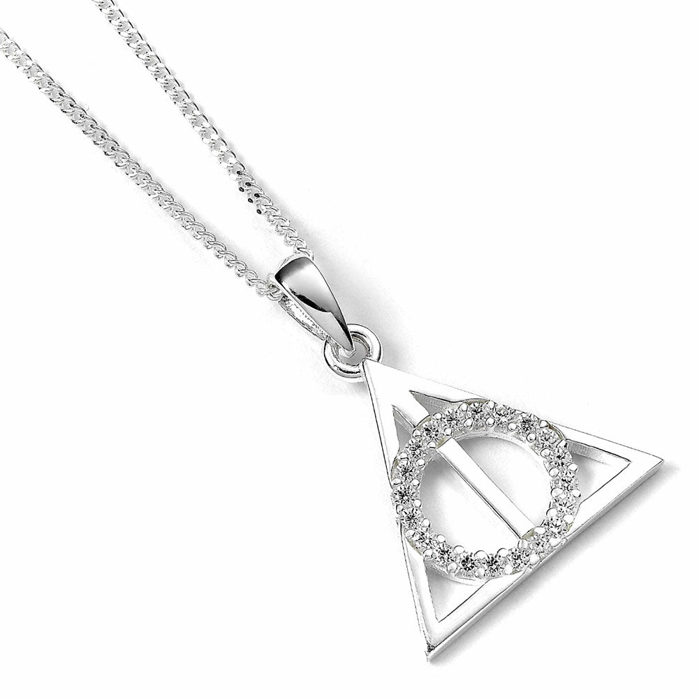 View Harry Potter Sterling Silver Crystal Necklace Deathly Hallows information