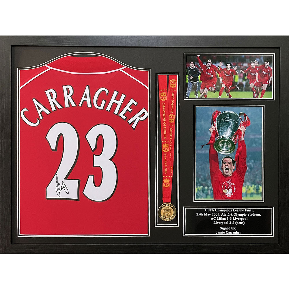 View Liverpool FC Carragher Signed Shirt Medal Framed information