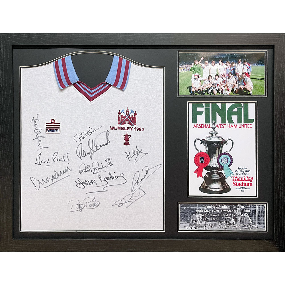 View West Ham United FC 1980 FA Cup Final Signed Shirt Framed information
