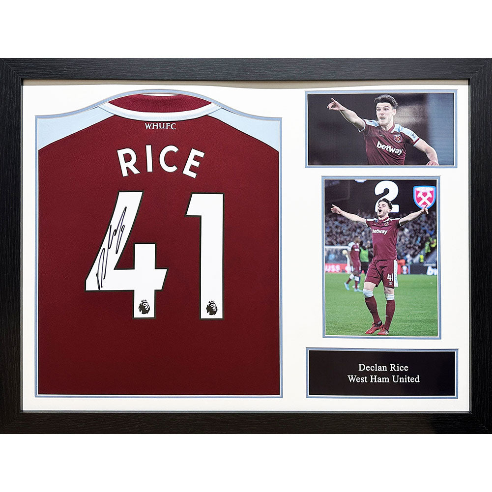 View West Ham United FC Rice Signed Shirt Framed information