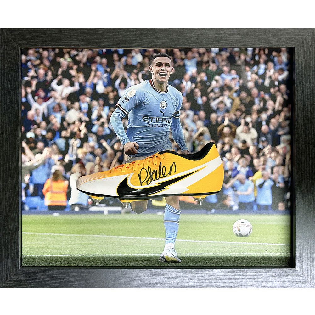 View Manchester City FC Foden Signed Boot Framed information