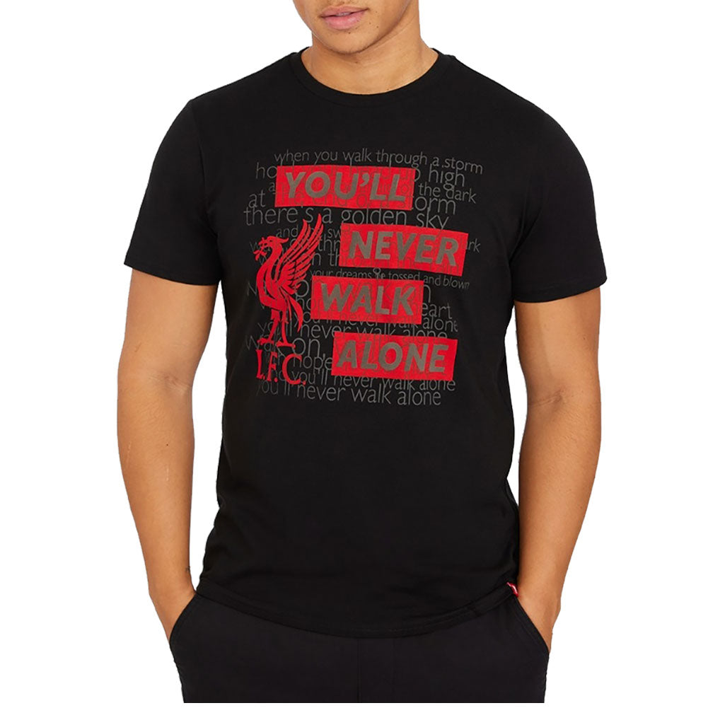 View Liverpool FC YNWA Text T Shirt Mens Black Large information