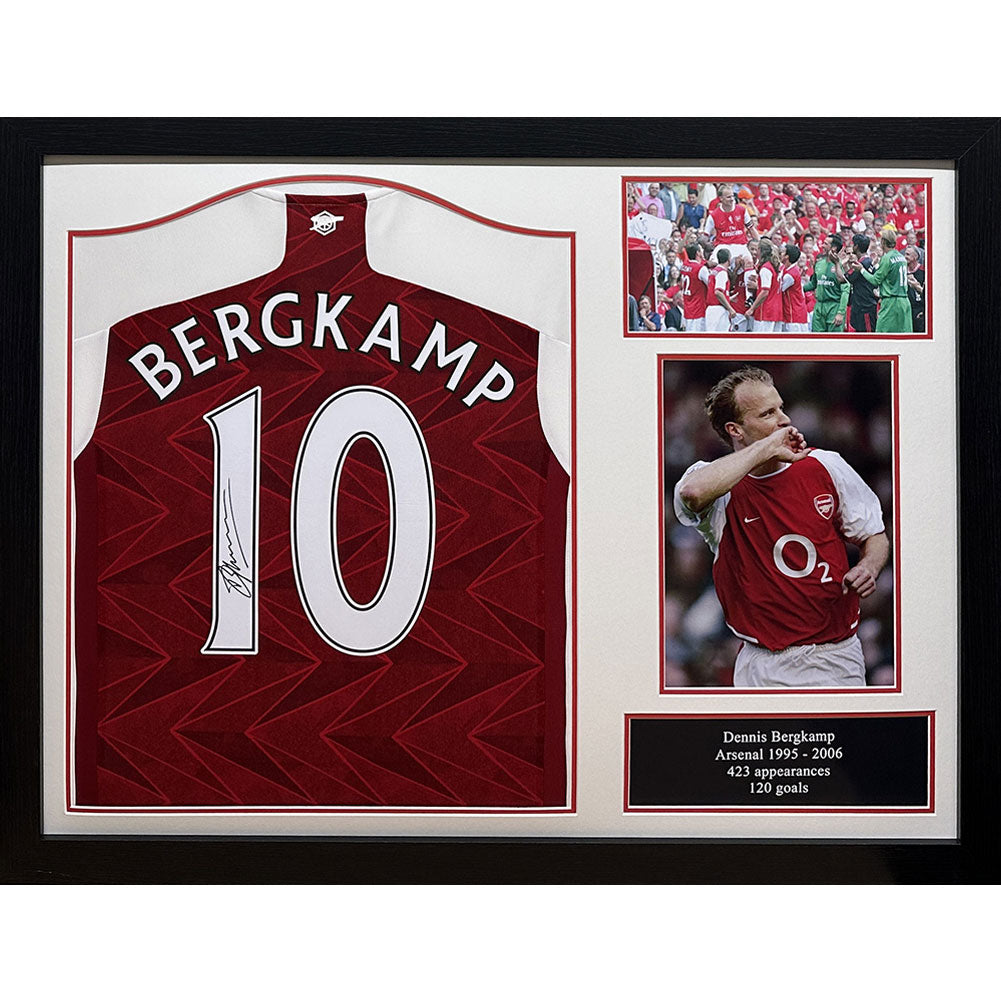 View Arsenal FC Bergkamp Signed Shirt Framed information