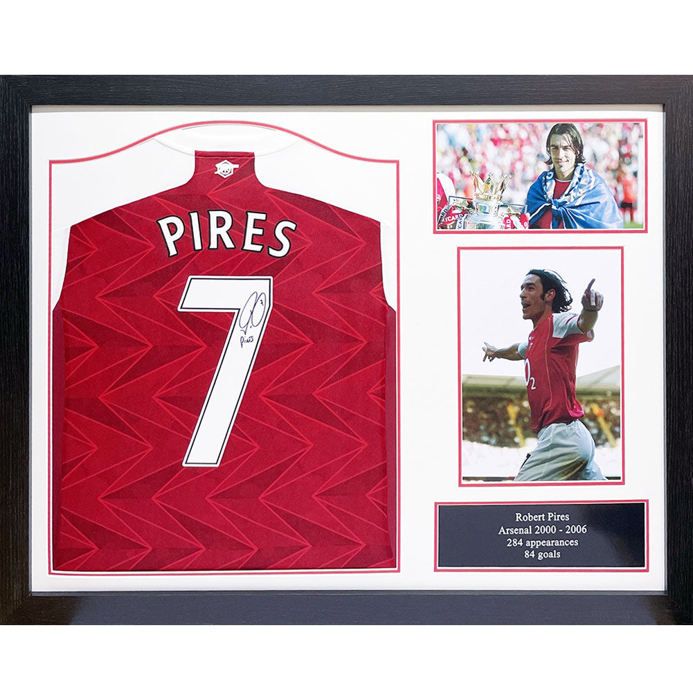 View Arsenal FC Pires Signed Shirt Framed information