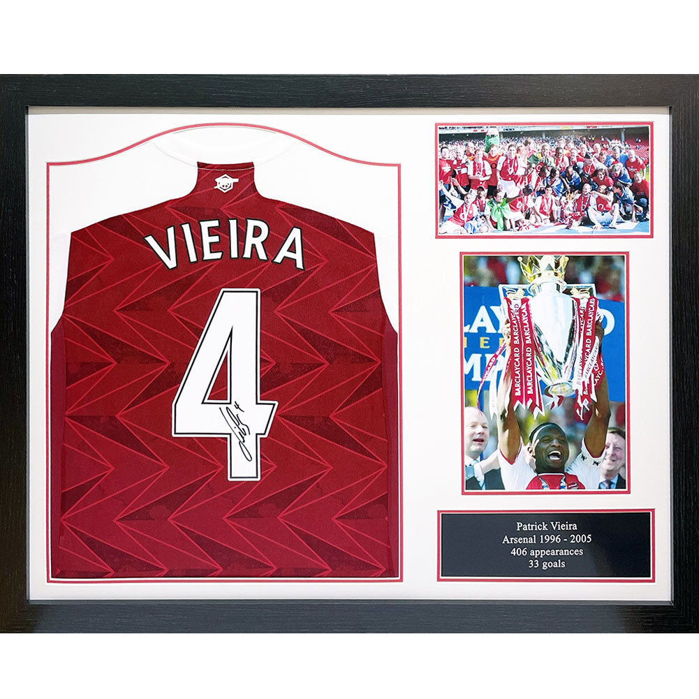 View Arsenal FC Vieira Signed Shirt Framed information