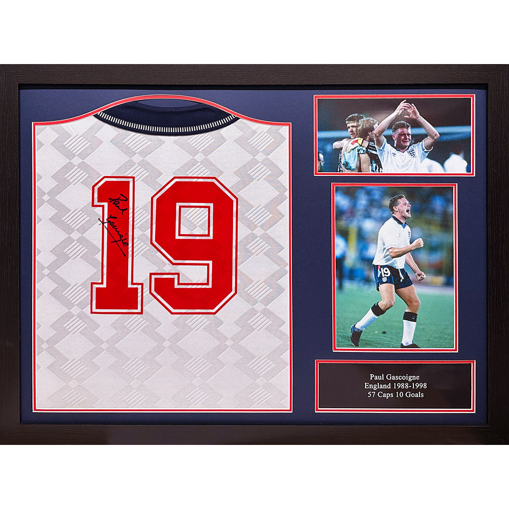 View England FA 1990 Gascoigne Signed Shirt Framed information