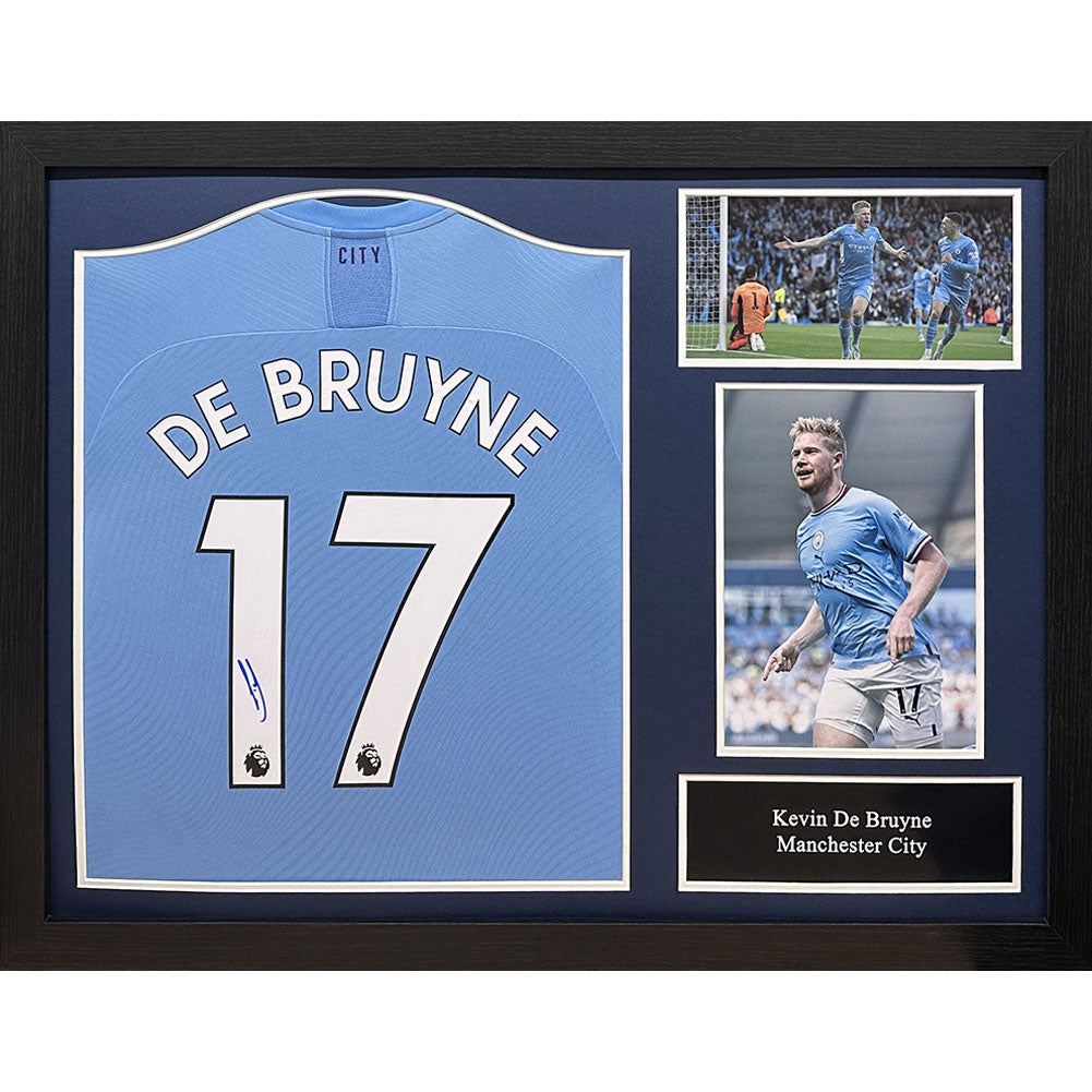 View Manchester City FC De Bruyne Signed Shirt Framed information