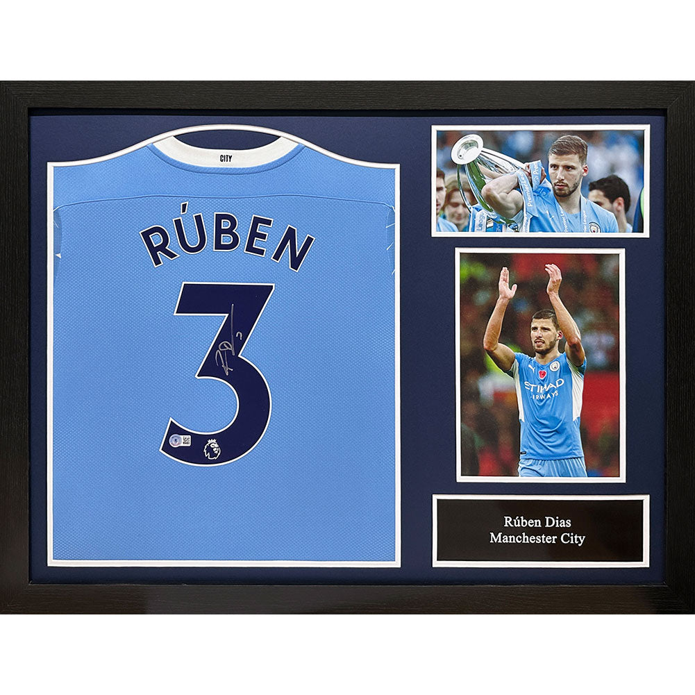 View Manchester City FC Dias Signed Shirt Framed information