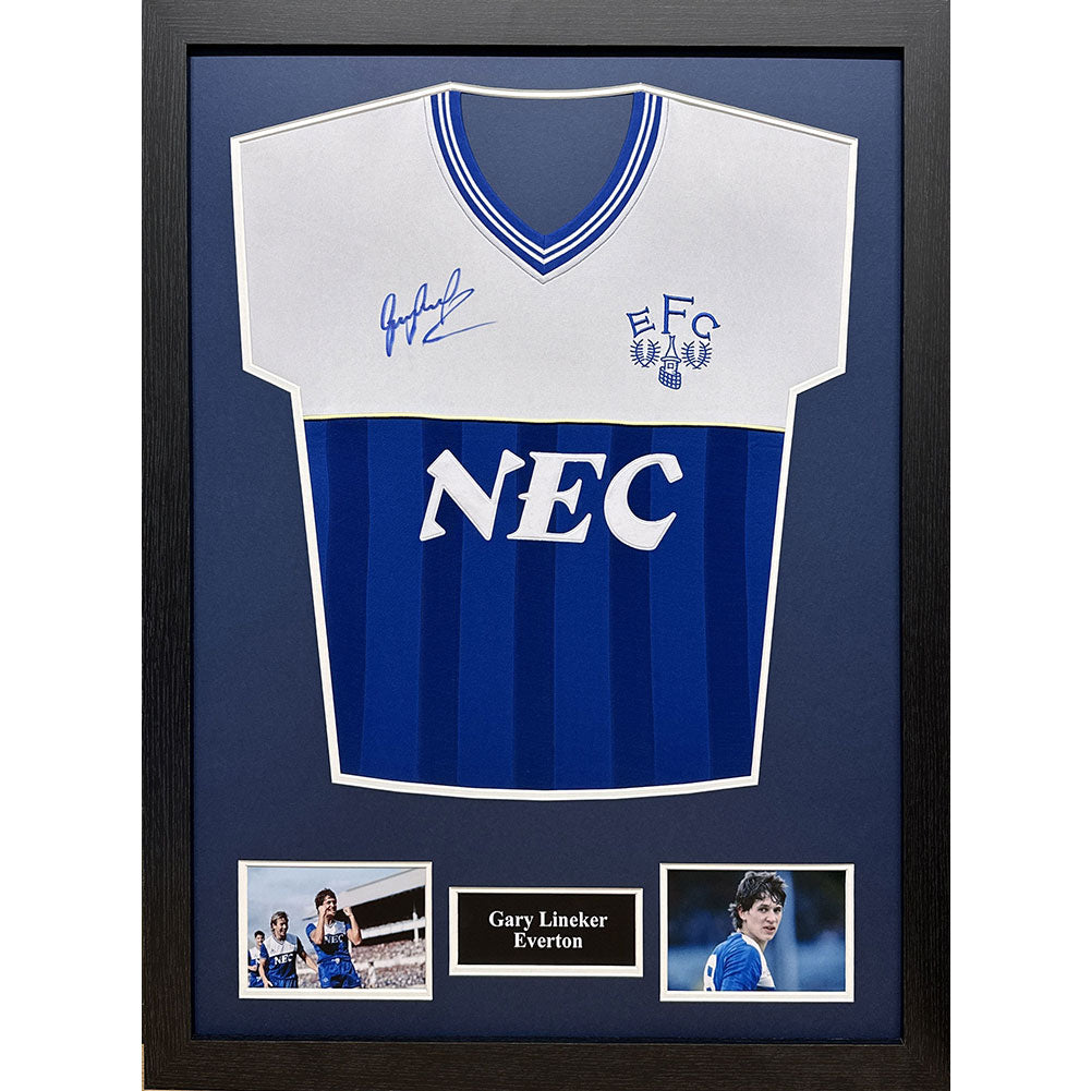 View Everton FC 1986 Lineker Signed Shirt Framed information