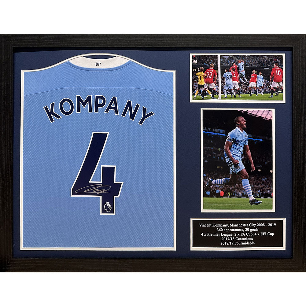 View Manchester City FC Kompany Signed Shirt Framed information