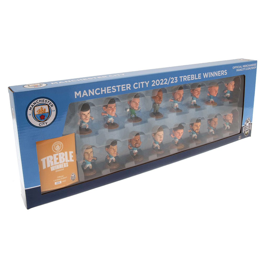 View Manchester City FC SoccerStarz Treble Winners 2023 Team Pack information