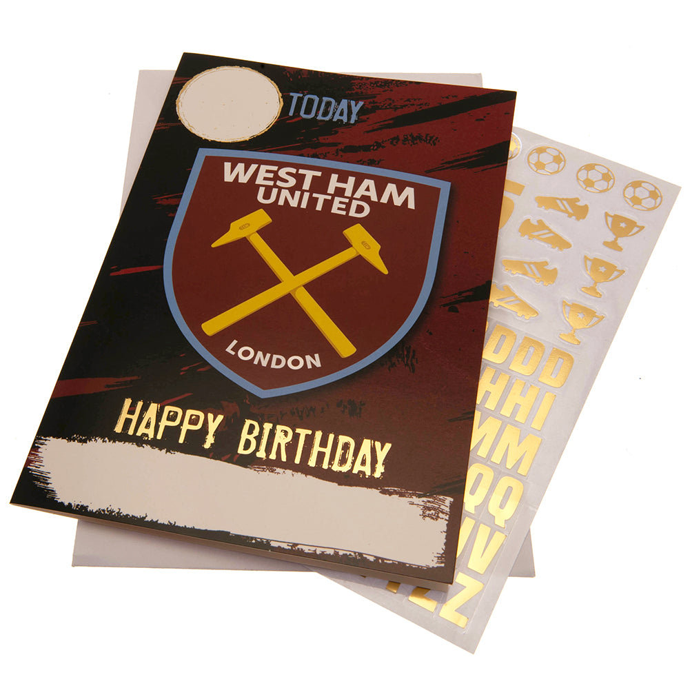 View West Ham United FC Birthday Card With Stickers information