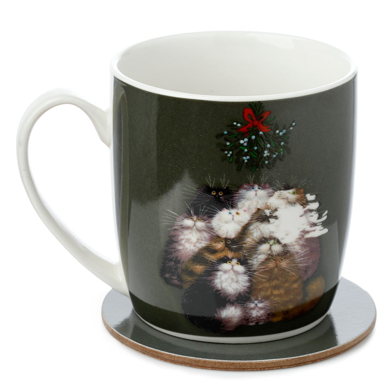 View Porcelain Mug and Coaster Gift Set Kim Haskins 12 Cats of Christmas information