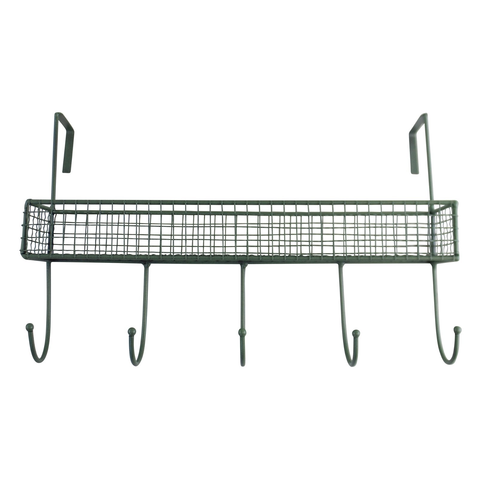 View Mesh Over Door Shelf With 5 Hooks Green information