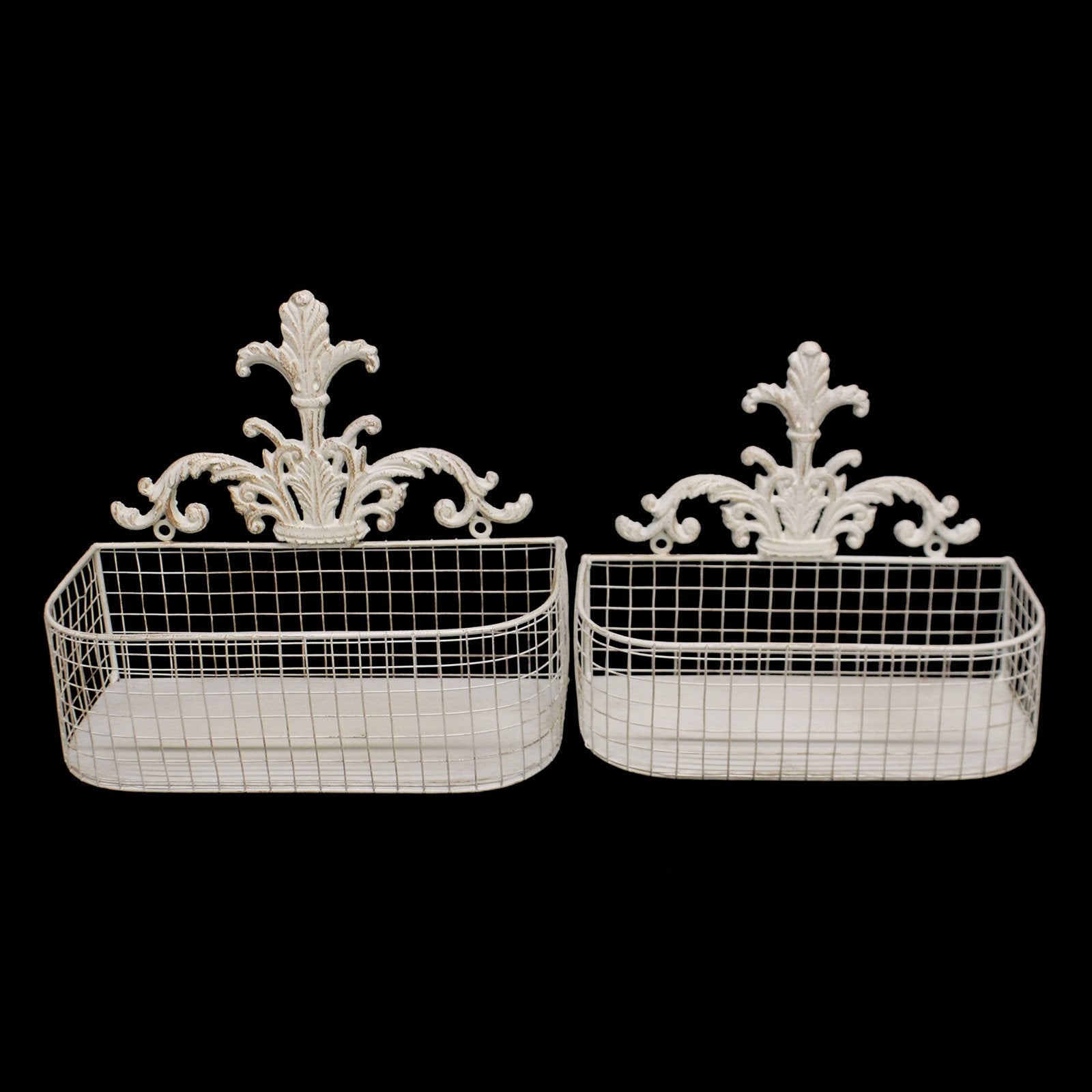 View Set Of 2 Metal Wall Baskets In Cream information