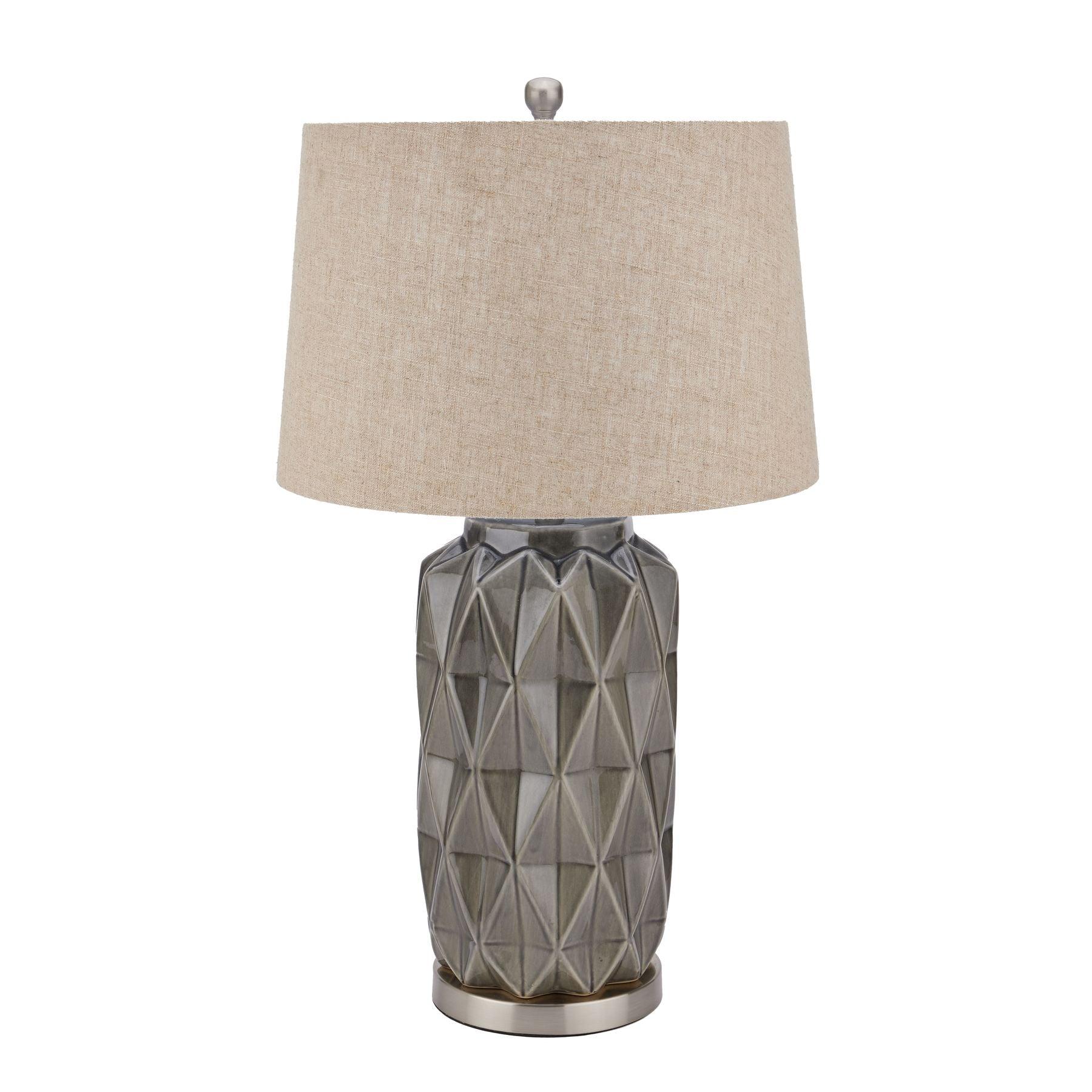 View Acantho Grey Ceramic Lamp With Linen Shade information