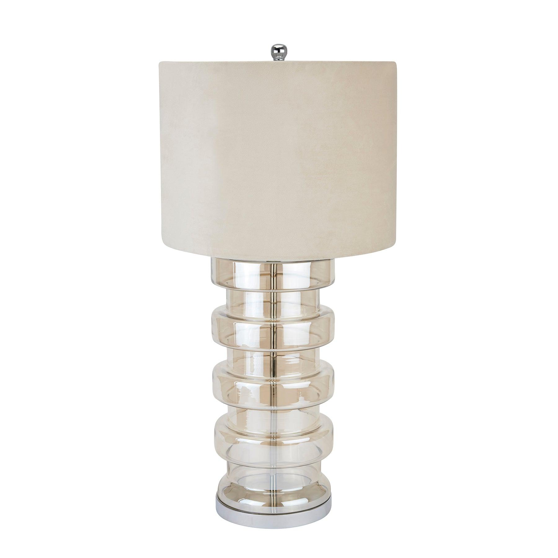 View Adonis Metallic Glass Lamp With Velvet Shade information