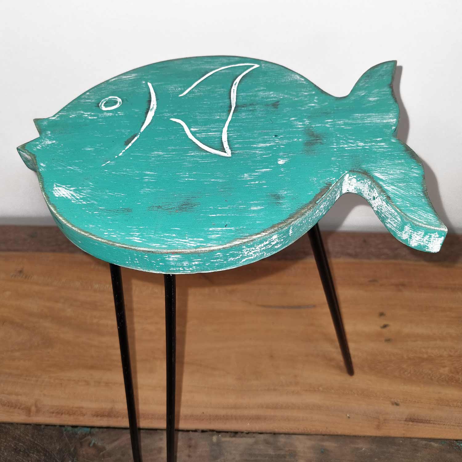 View Albasia Wood Fish Stand Turquoise information