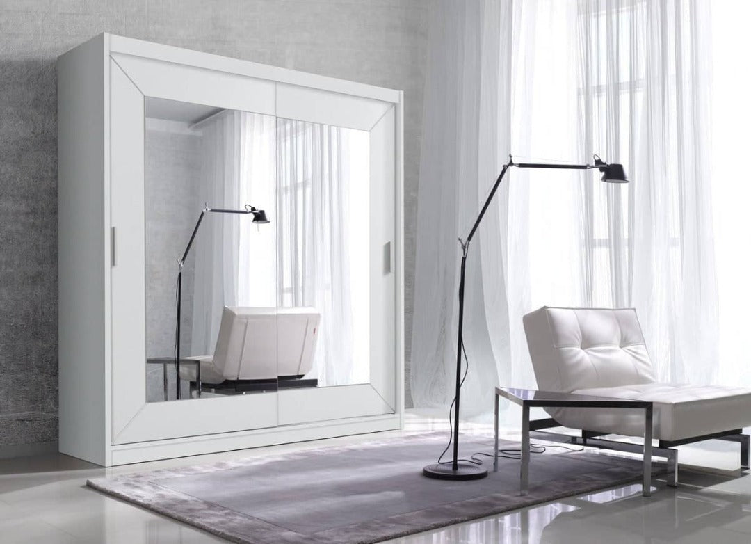 View Alfa Mirrored Sliding Door Wardrobe White Matt 180cm information