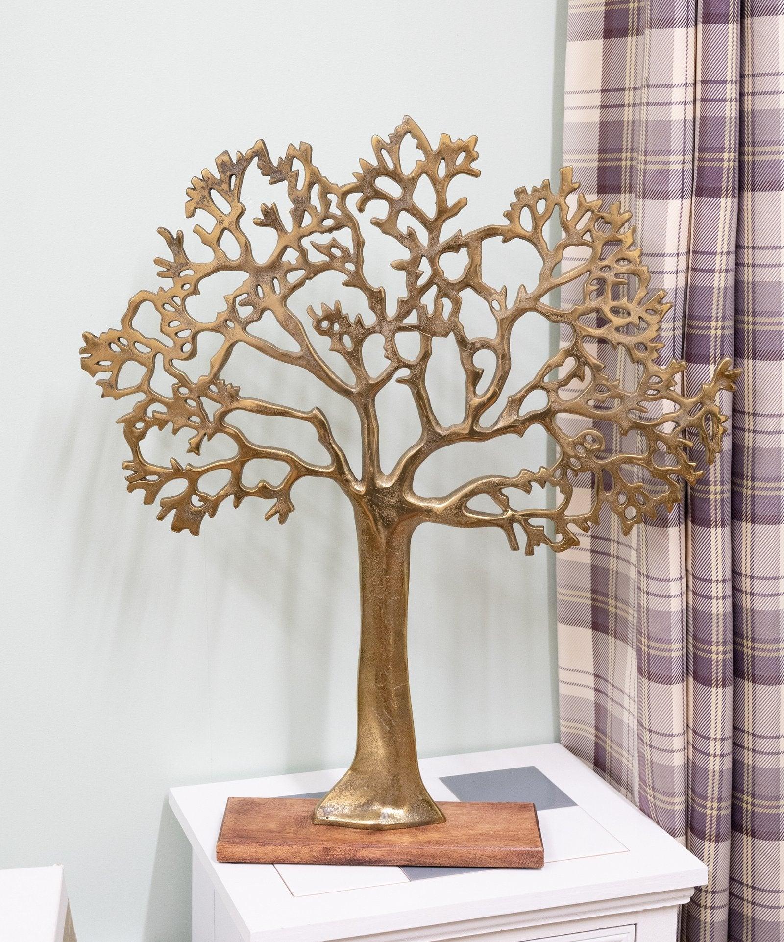 View Antique Gold Tree On Wooden Base 62cm information