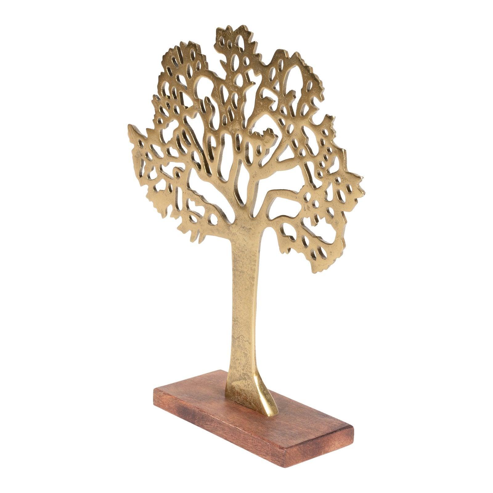 View Antique Gold Tree On Wooden Base Large information