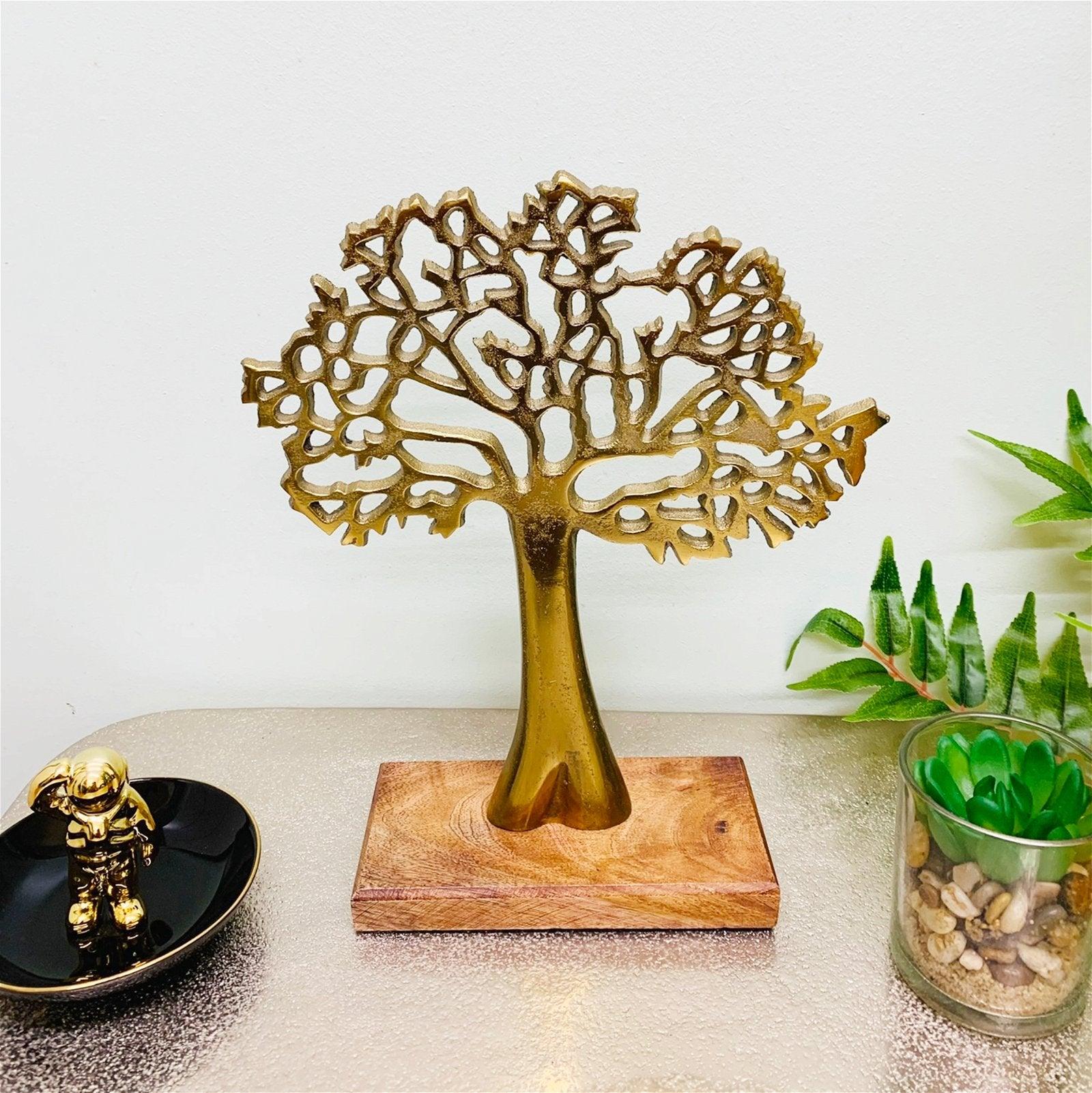 View Antique Gold Tree On Wooden Base Medium information