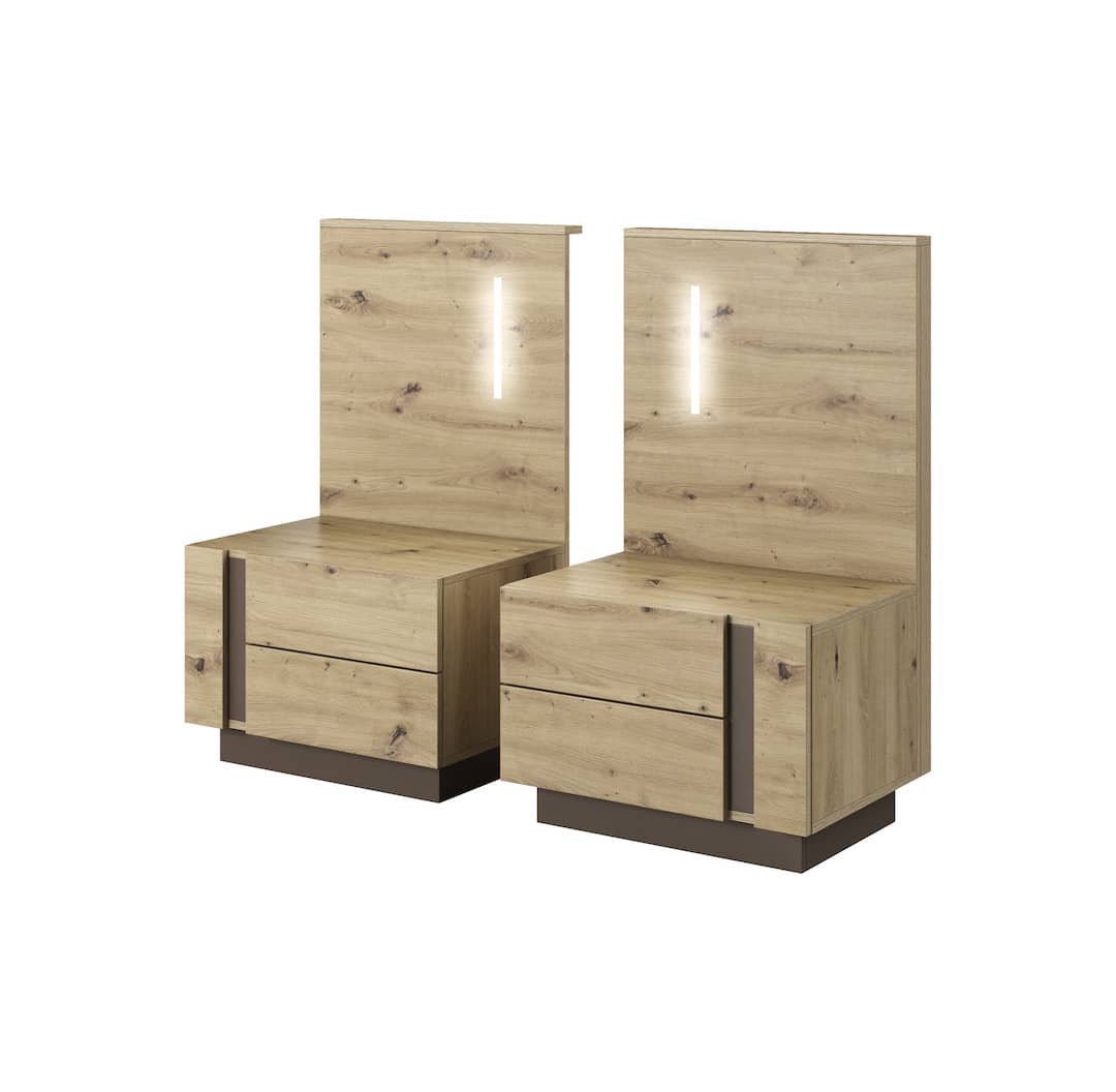 View Arco Bedside Cabinets Oak Artisan 60cm information