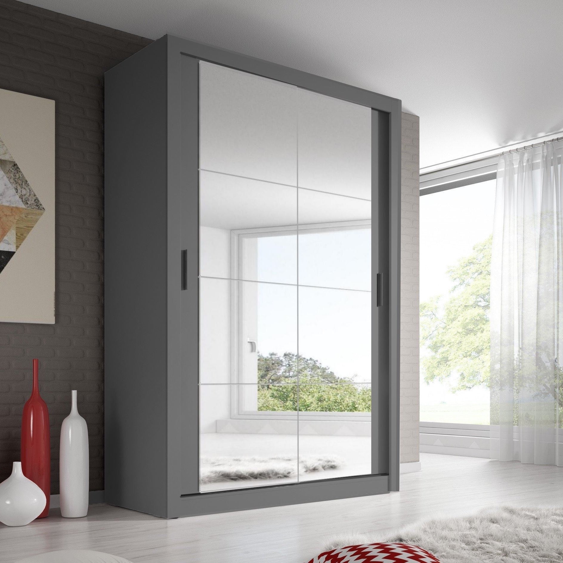 View Arti 19 2 Sliding Door Wardrobe 120cm Grey Matt 120cm information