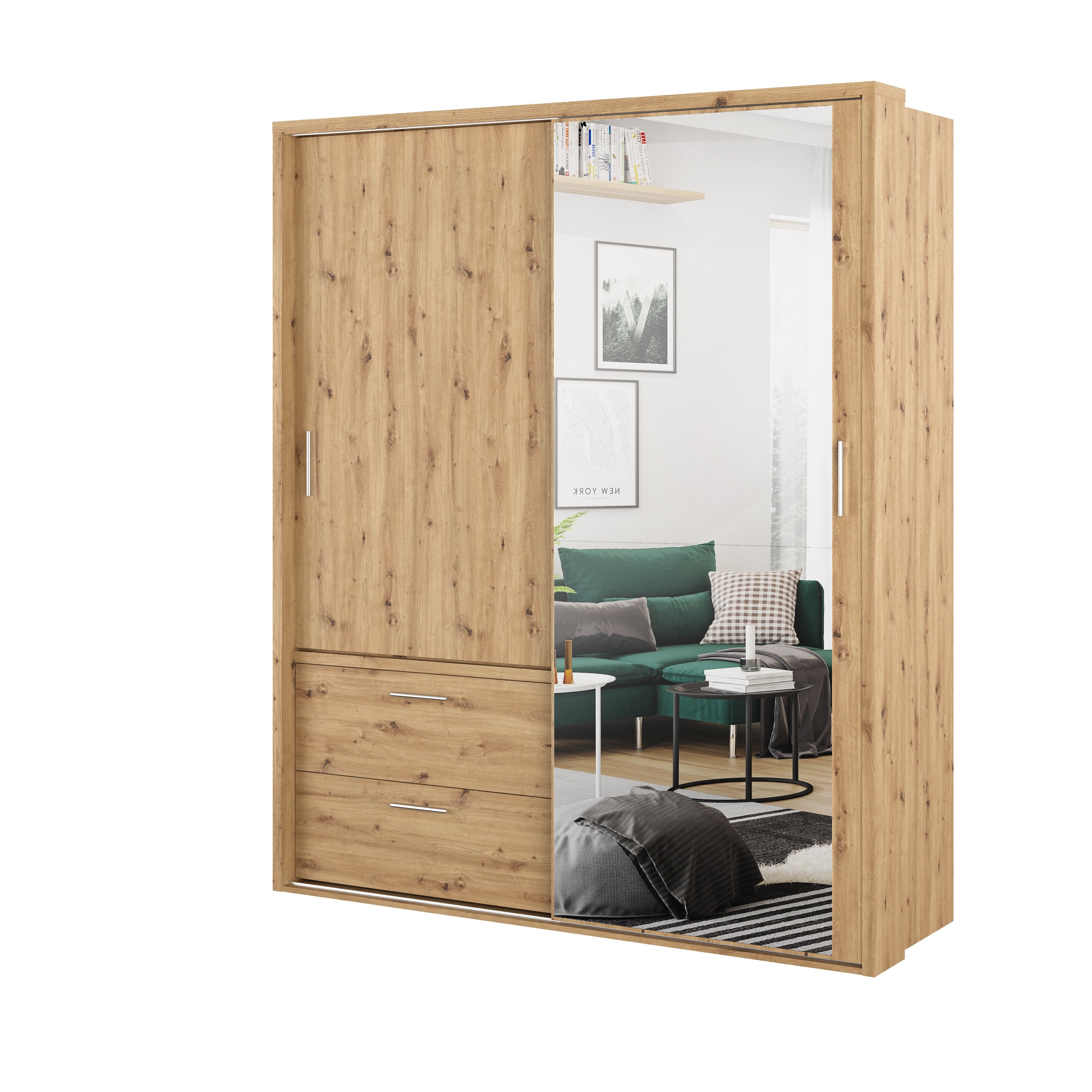 View Arti 22 2 Sliding Door Wardrobe with Drawers 180cm Oak Artisan 180cm information