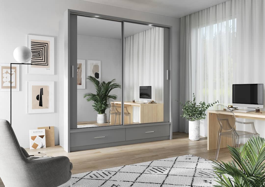 View Arti 24 2 Sliding Door Wardrobe 200cm Grey Matt 200cm information