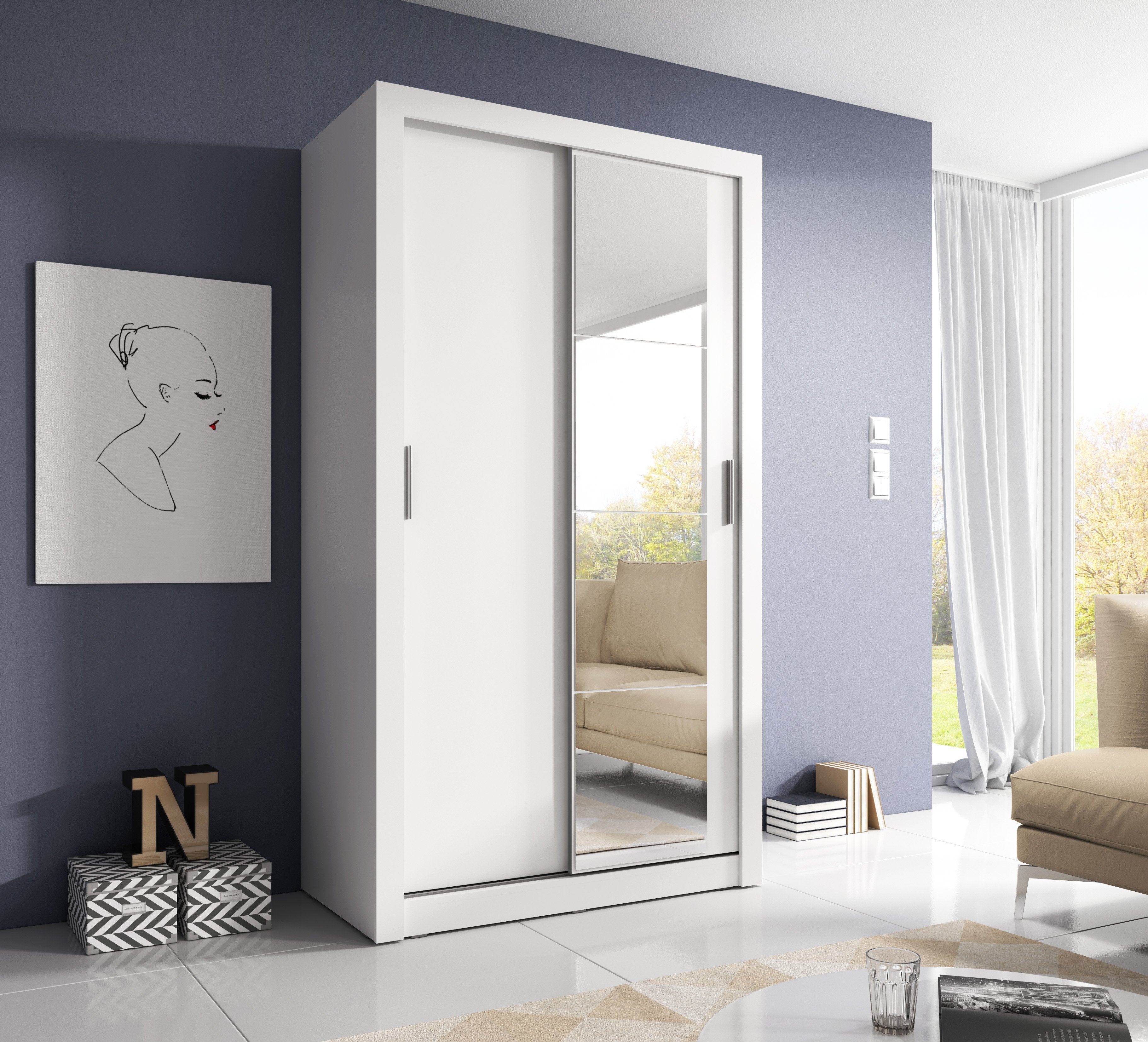 View Arti 6 2 Sliding Door Wardrobe 120cm White Matt 120cm information