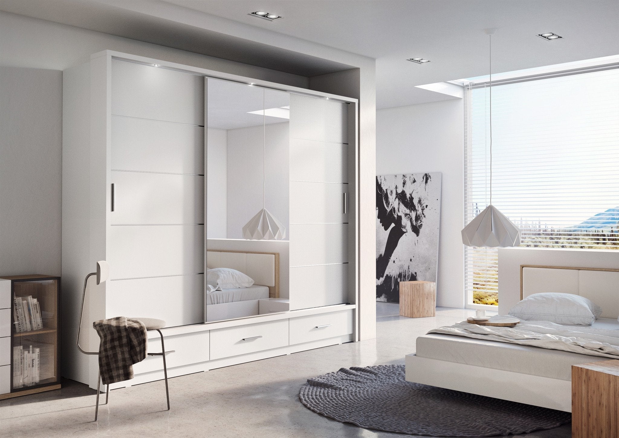 View Arti AR01 Sliding Door Wardrobe 250cm White Matt 250cm information