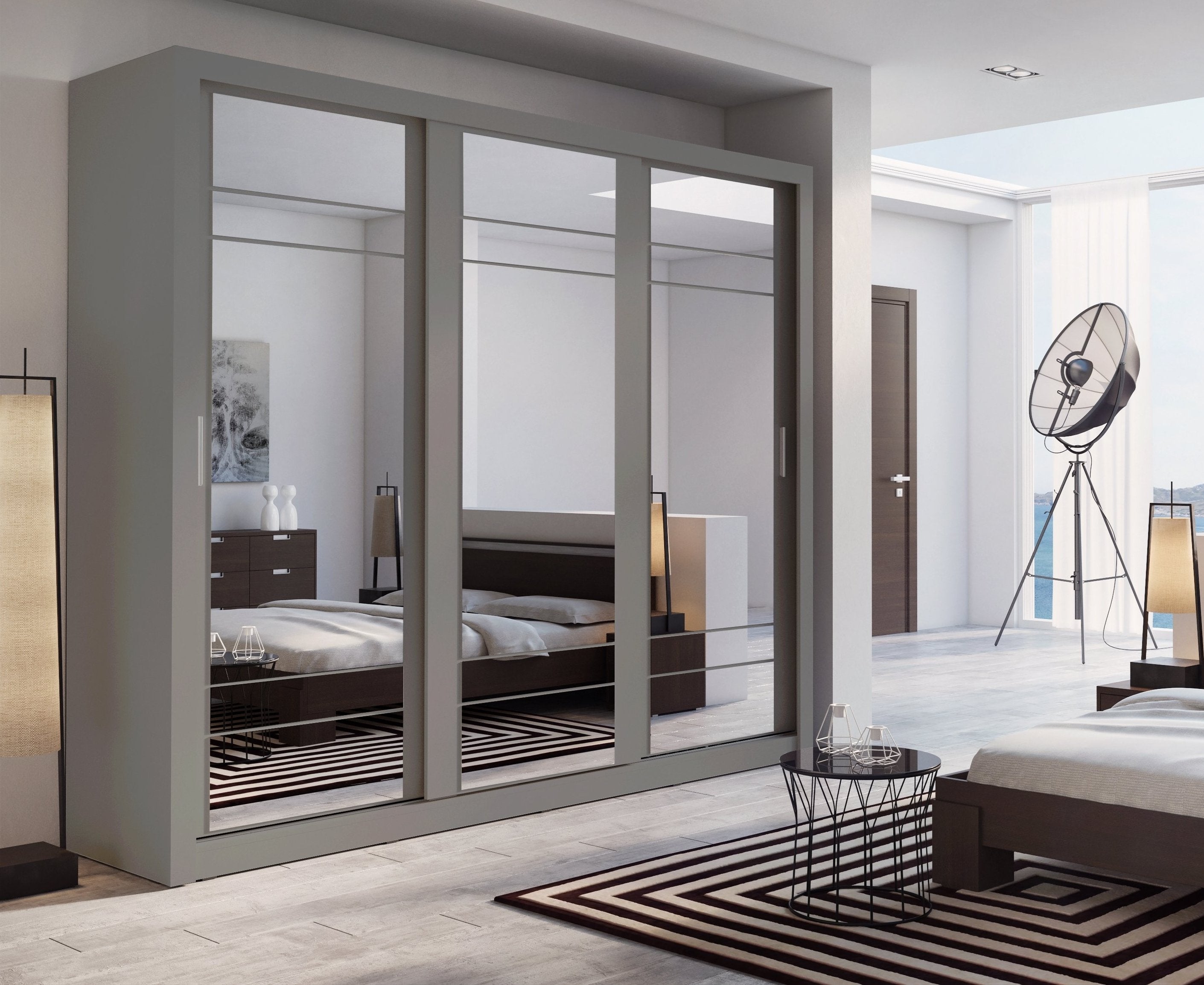 View Arti AR02 Sliding Door Wardrobe 250cm Grey Matt 250cm information