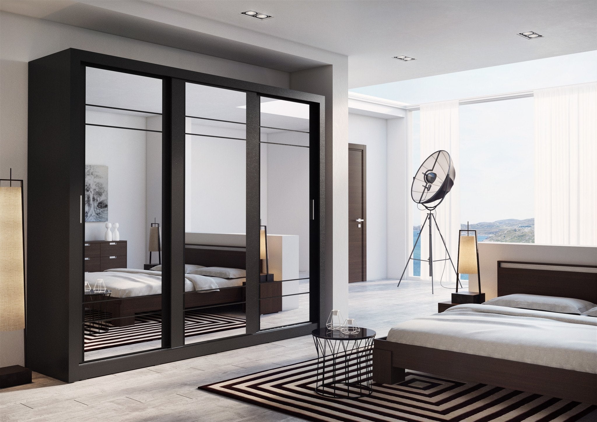 View Arti AR02 Sliding Door Wardrobe 250cm Black Matt 250cm information