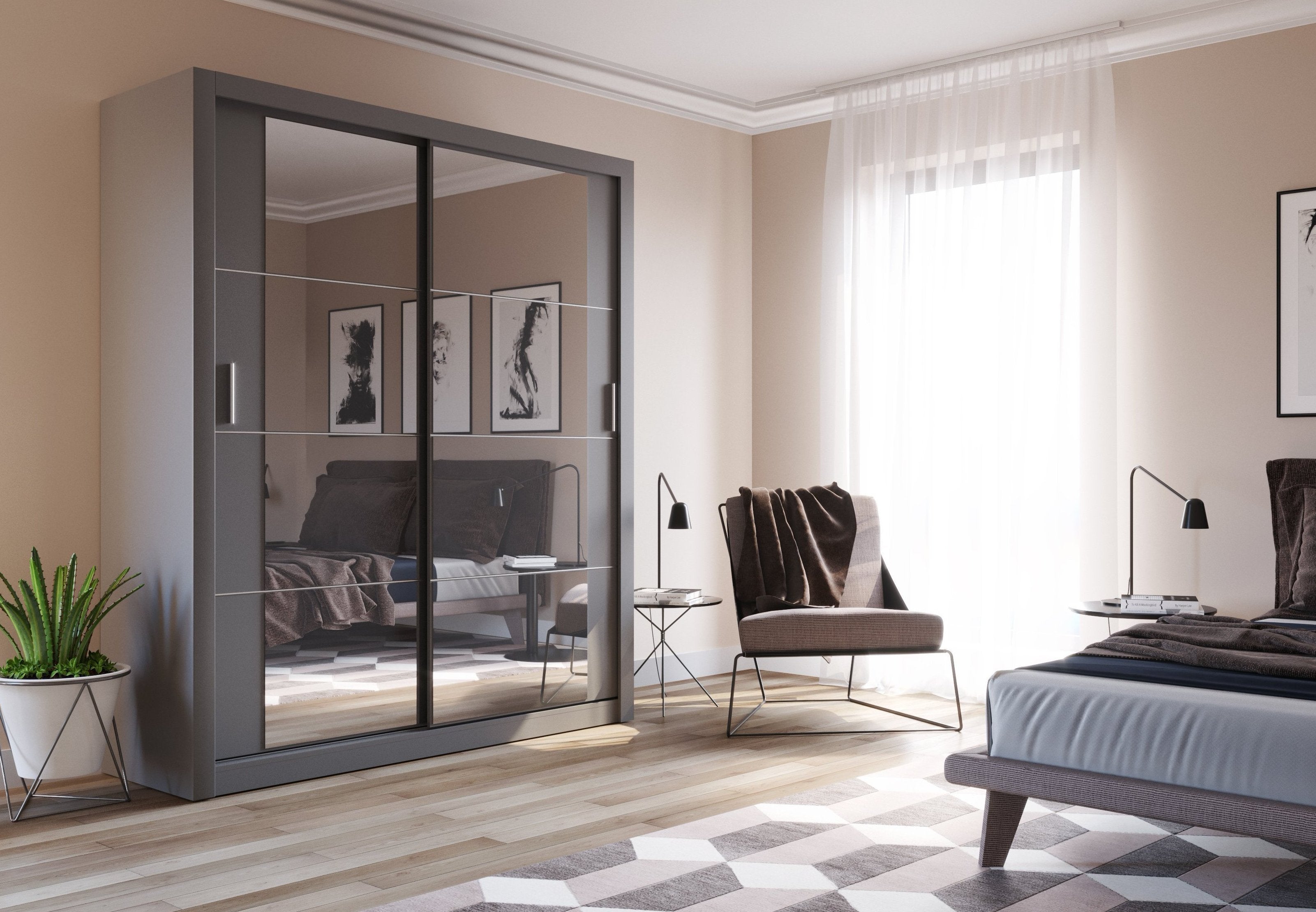 View Arti AR03 Sliding Door Wardrobe 181cm Grey Matt 181cm information