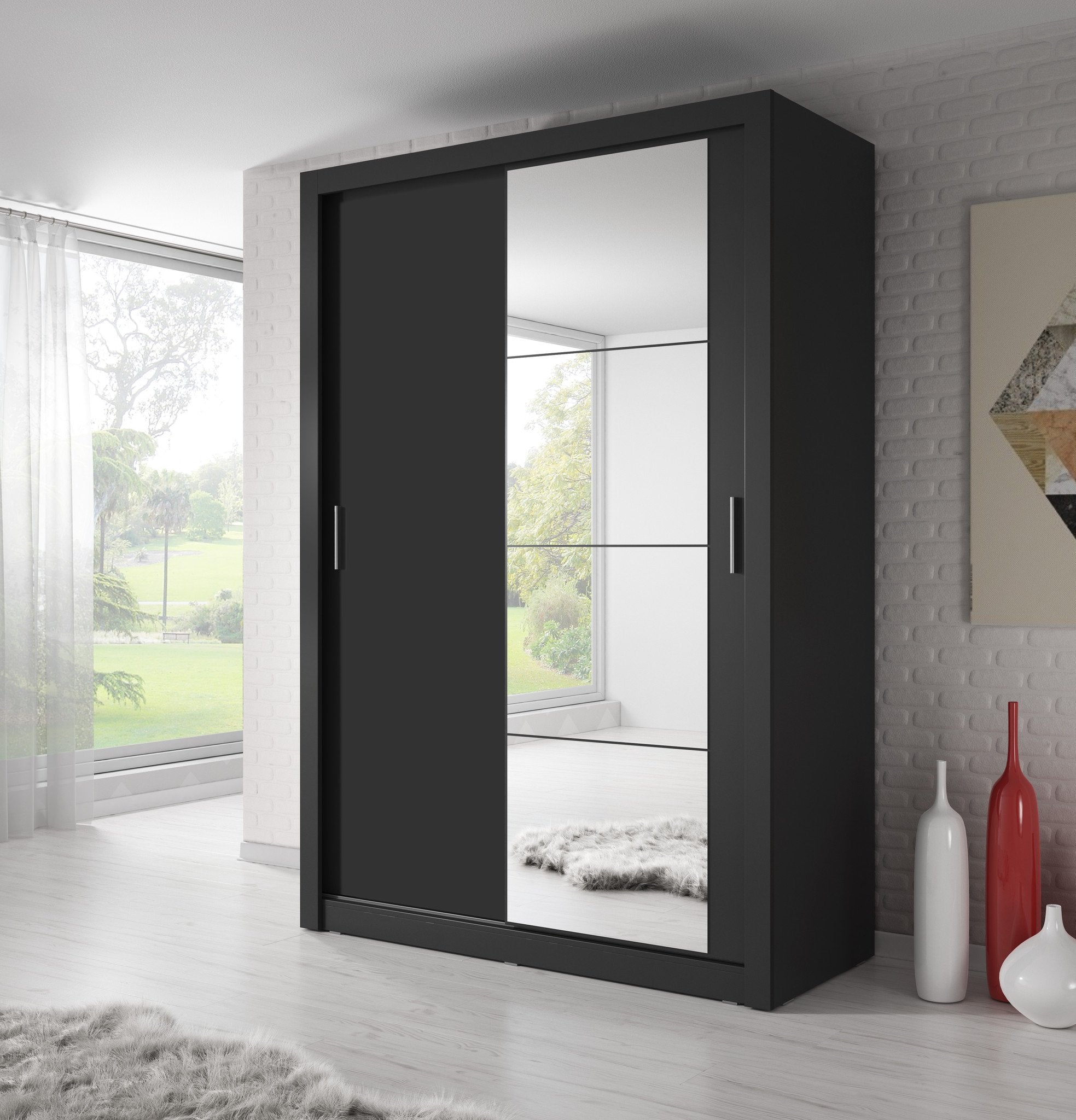 View Arti AR04 Sliding Door Wardrobe 150cm Black Matt 150cm information