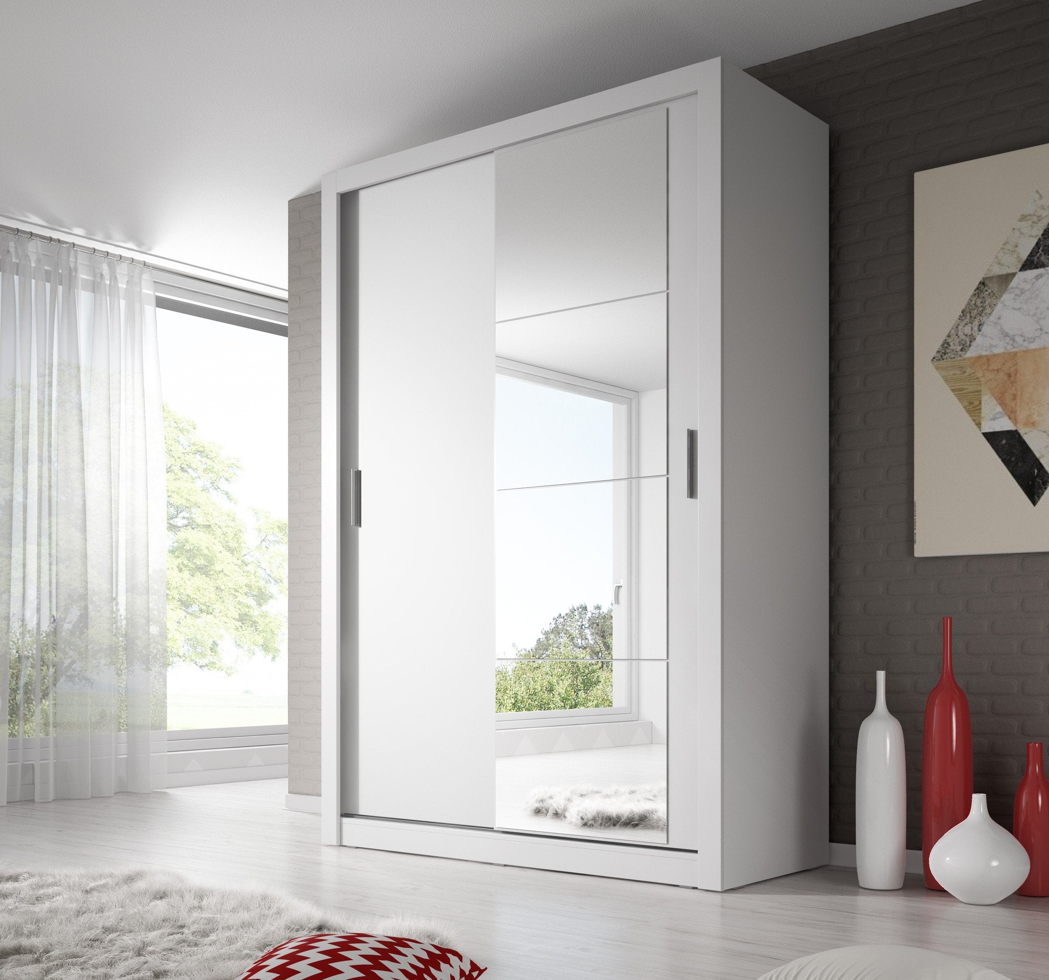 View Arti AR04 Sliding Door Wardrobe 150cm White Matt 150cm information