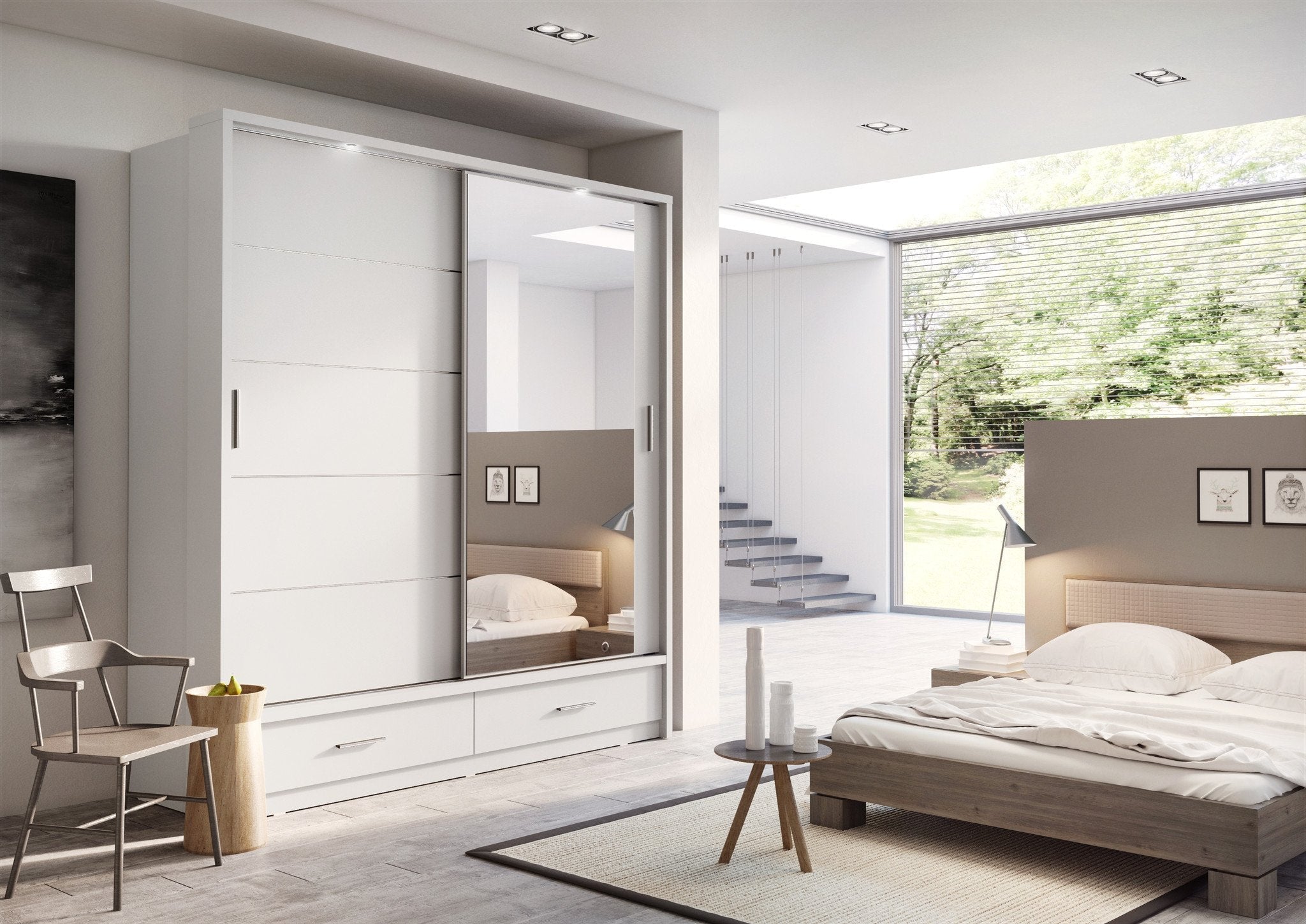 View Arti AR05 Sliding Door Wardrobe 200cm White Matt 200cm information