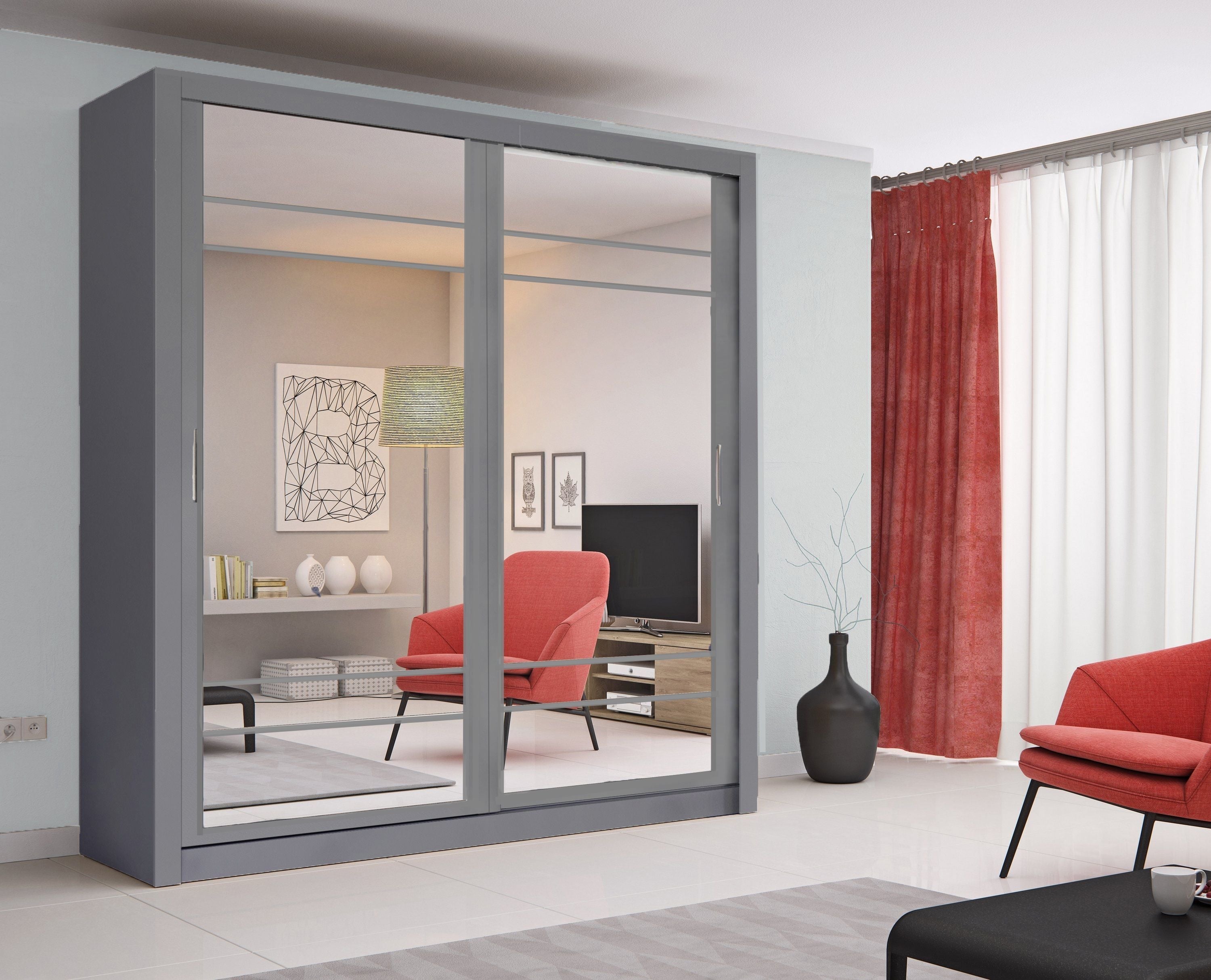 View Arti AR08 Sliding Door Wardrobe 203cm Grey Matt 203cm information