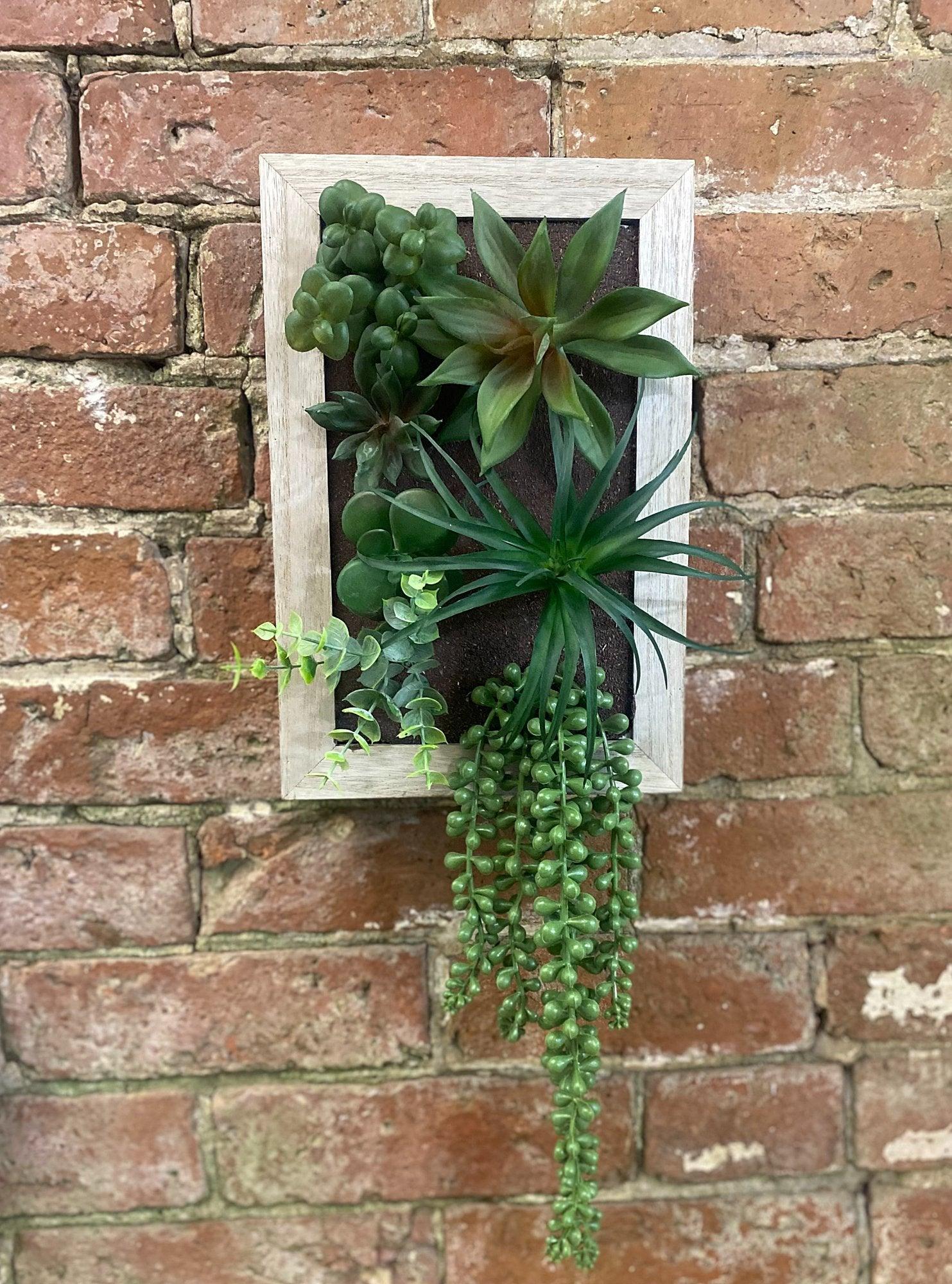View Artificial Succulents In Wooden Frame information