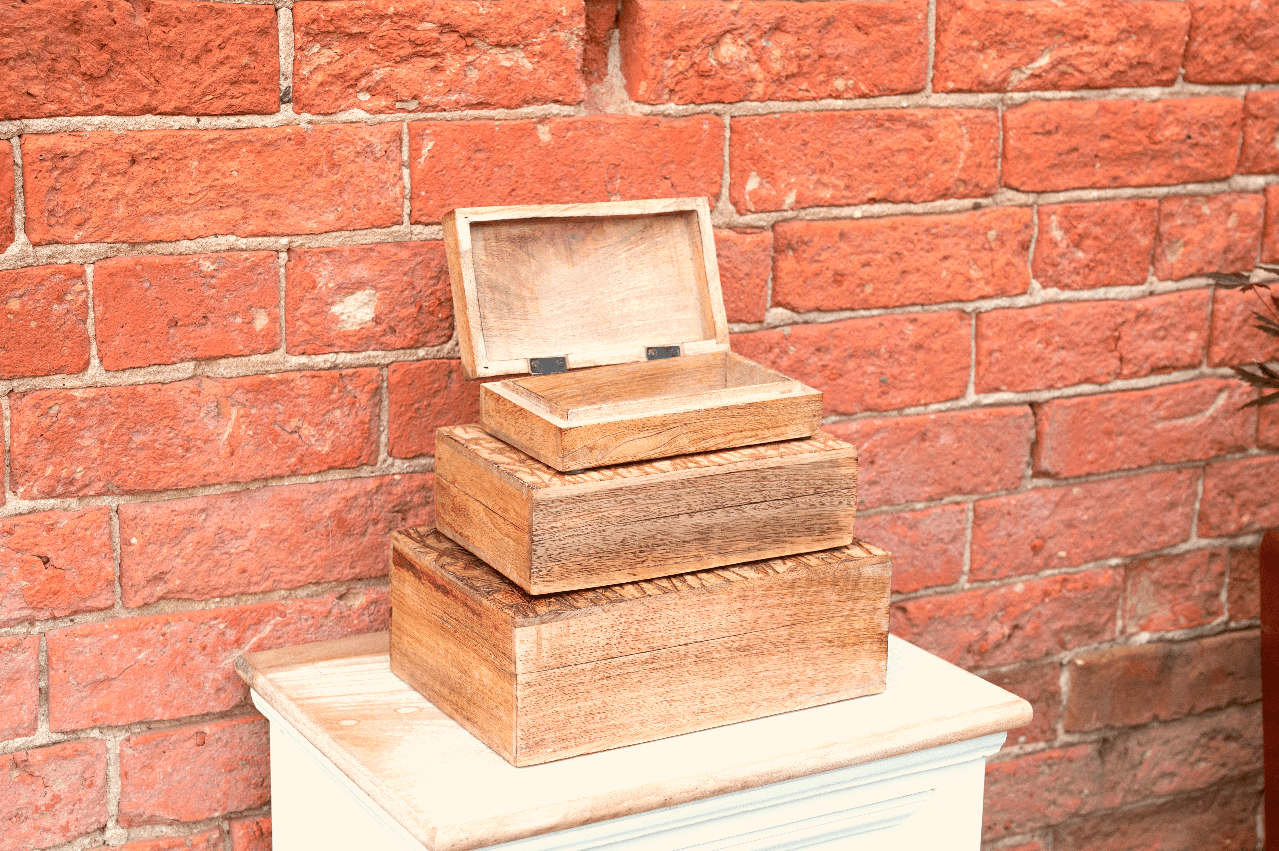 View Bamboo Carved Boxes Set of Three information